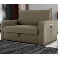 Sofá Cama Com Baú 2 Lugares John Veludo Maserati Cappuccino - 1