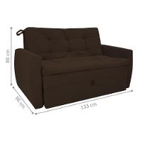 Sofá Cama Para Sala De Estar Dingle Suede Marrom - 4