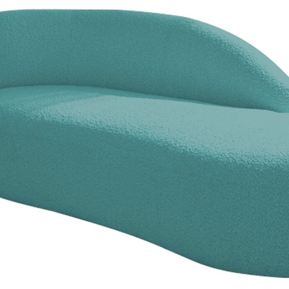 Kit Divã Luna 160cm Lado Direito E 01 Poltrona Base De Ferro Dourada Suede Cor Azul Turquesa - 8