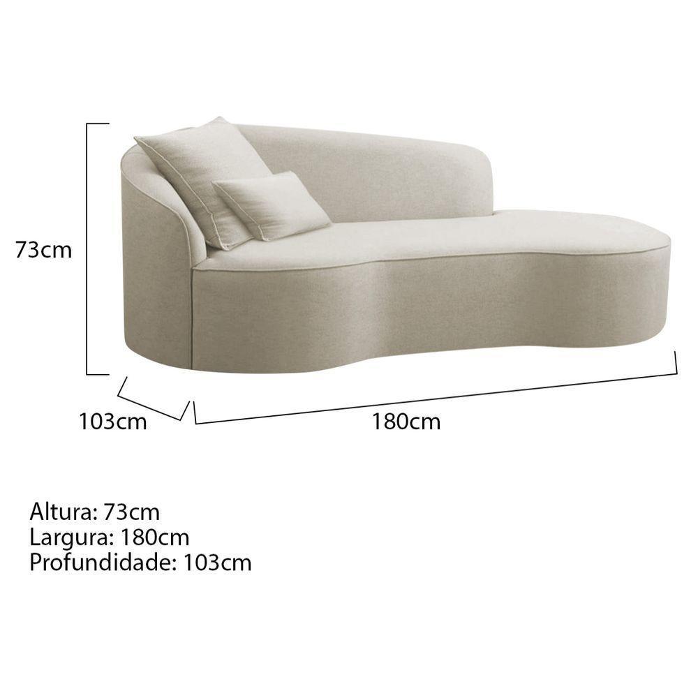 Divã Recamier Curvo Sala De Estar Recepção Inglaterra 180cm Lado Direito Bouclé - Doce Sonho Móveis Cor Bege - 5