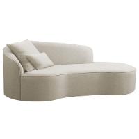 Divã Recamier Curvo Sala De Estar Recepção Inglaterra 180cm Lado Direito Bouclé - Doce Sonho Móveis Cor Bege - 1