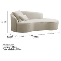 Divã Recamier Curvo Sala De Estar Recepção Inglaterra 180cm Lado Direito Bouclé - Doce Sonho Móveis Cor Bege - 5