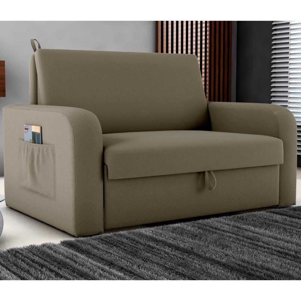 Sofá Cama Com Baú 2 Lugares Numey Veludo Maserati Cappuccino - 1