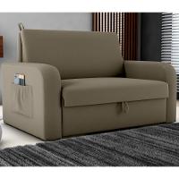 Sofá Cama Com Baú 2 Lugares Numey Veludo Maserati Cappuccino - 1