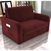 Sofá Cama Com Baú 2 Lugares Numey Veludo Vinho - 1
