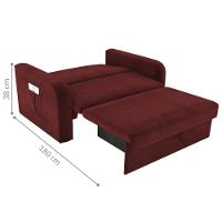 Sofá Cama Com Baú 2 Lugares Numey Veludo Vinho - 2