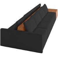 Sofá Ilha Modular Para Sala 392cm Com Puff Dublin K01 Veludo Preto Sintético Caramelo - Lyam Decor