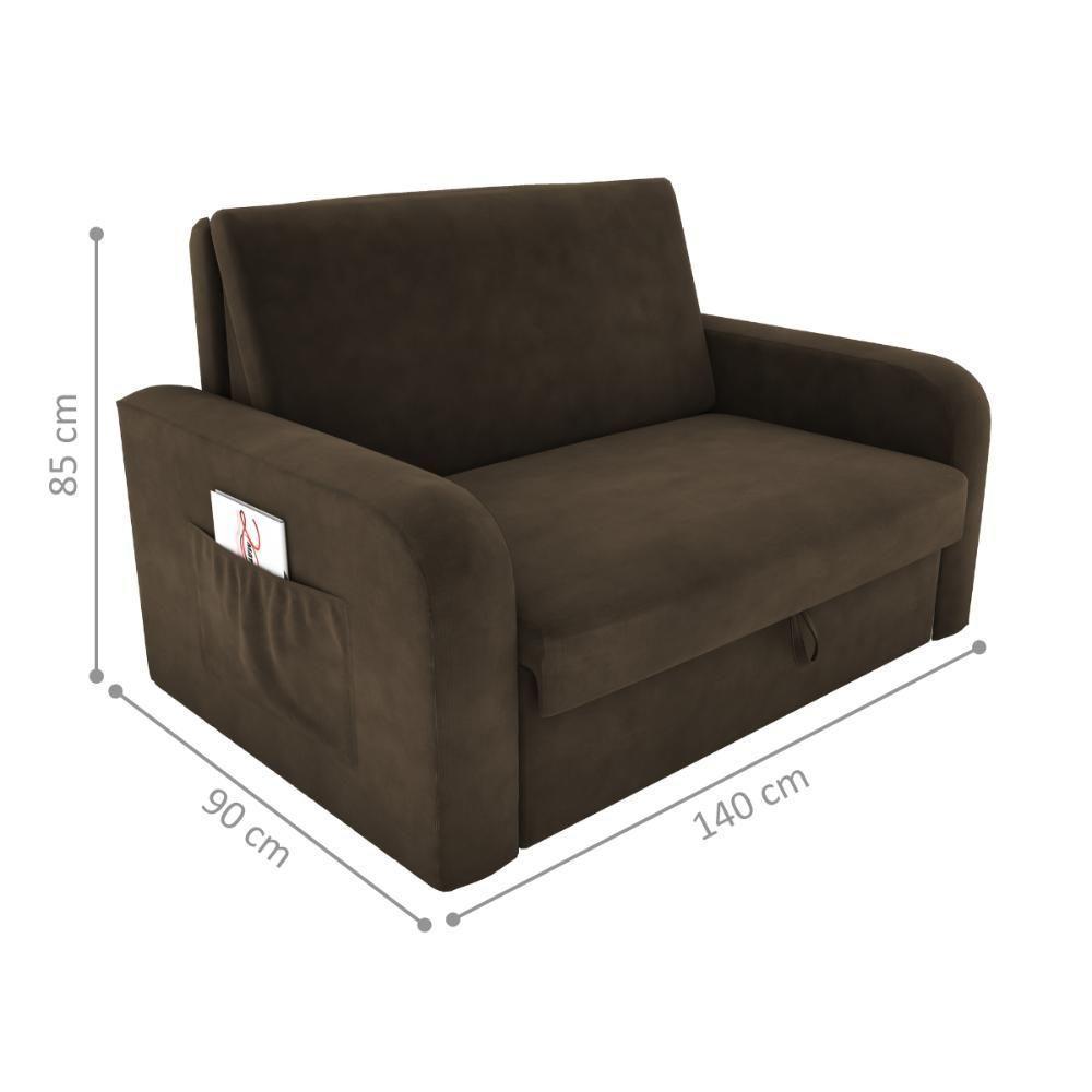 Sofá Cama Com Baú 2 Lugares John Suede Cappuccino - 5