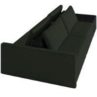 Sofá Ilha Modular Para Sala 232cm Com Puff Dublin K01 Veludo Verde E Sintético Preto - Lyam Decor - 3