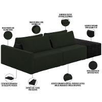 Sofá Ilha Modular Para Sala 232cm Com Puff Dublin K01 Veludo Verde E Sintético Preto - Lyam Decor - 5