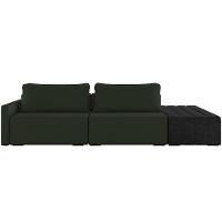 Sofá Ilha Modular Para Sala 232cm Com Puff Dublin K01 Veludo Verde E Sintético Preto - Lyam Decor - 6