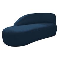 Divã Recamier Curvo Luna 185cm Lado Esquerdo Suede - Doce Sonho Móveis Cor Azul Marinho - 1