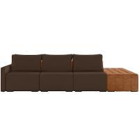 Sofá Ilha Modular Para Sala 342cm Com Puff Dublin K01 Veludo Marrom Sintético Caramelo - Lyam Decor - 3