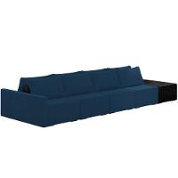 Sofá Ilha Modular Para Sala 392cm Com Puff Dublin K01 Veludo Azul Marinho E Sintético Preto - Lyam Decor - 1