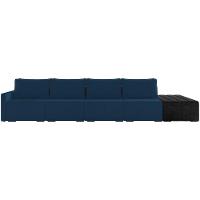 Sofá Ilha Modular Para Sala 392cm Com Puff Dublin K01 Veludo Azul Marinho E Sintético Preto - Lyam Decor - 5