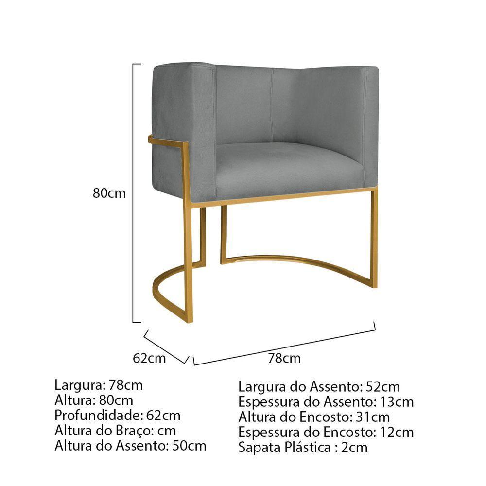 Kit Divã Luna 160cm Lado Esquerdo E 01 Poltrona Base De Ferro Dourado Suede Cor Cinza - 7