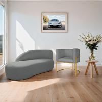 Kit Divã Luna 160cm Lado Esquerdo E 01 Poltrona Base De Ferro Dourado Suede Cor Cinza - 9