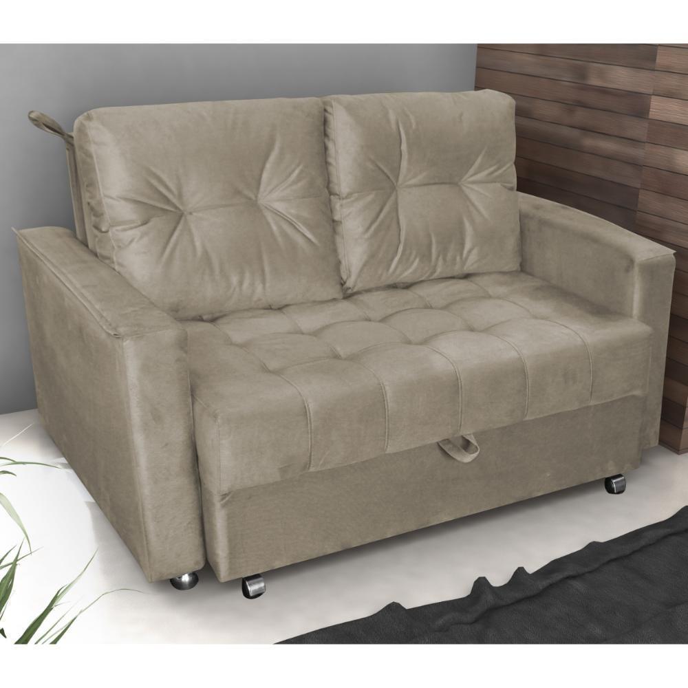 Sofá Cama Para Sala De Estar Remy Veludo Cappuccino - 1
