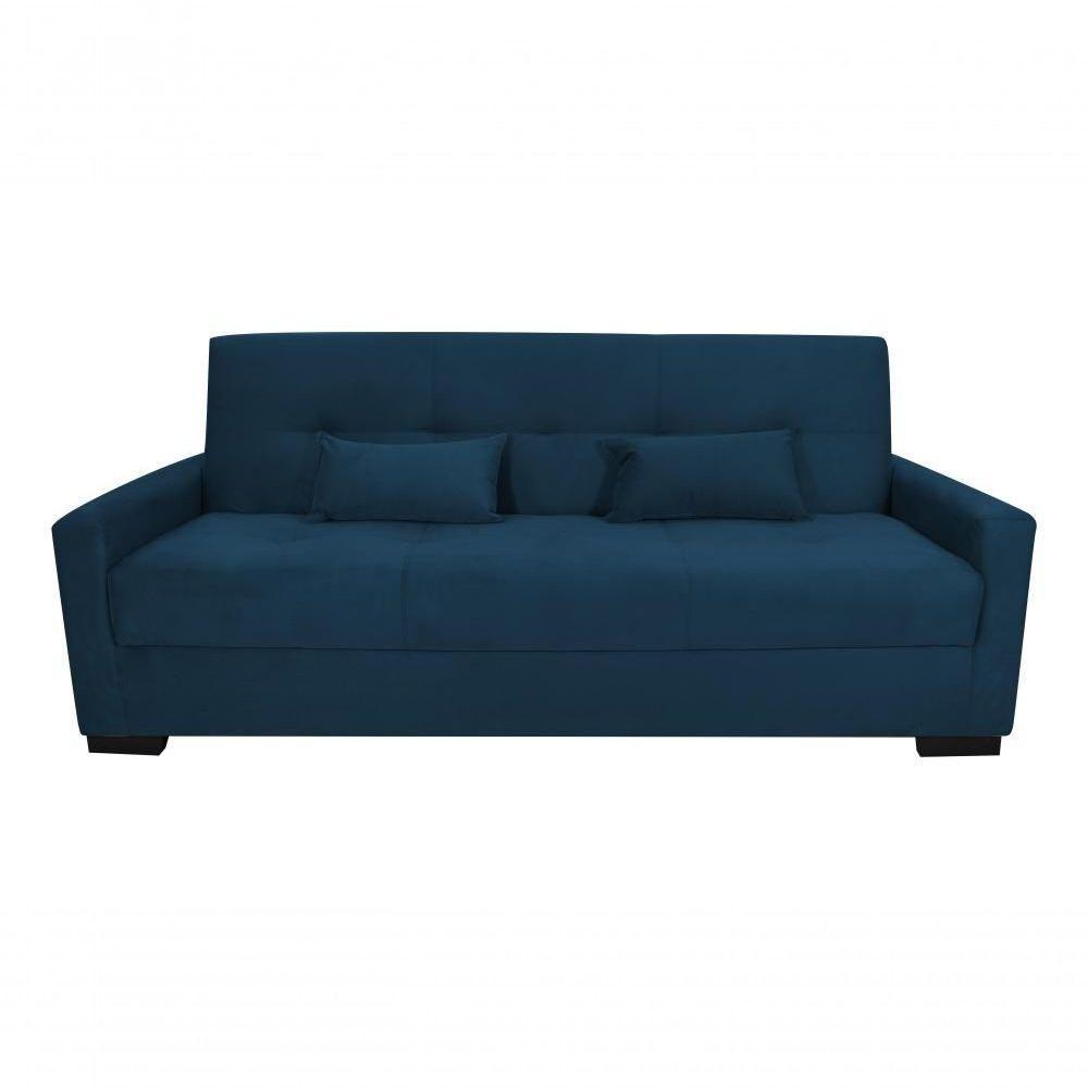 Sofá Cama Lavínia 3 Lugares Suede Azul Matrix - 1