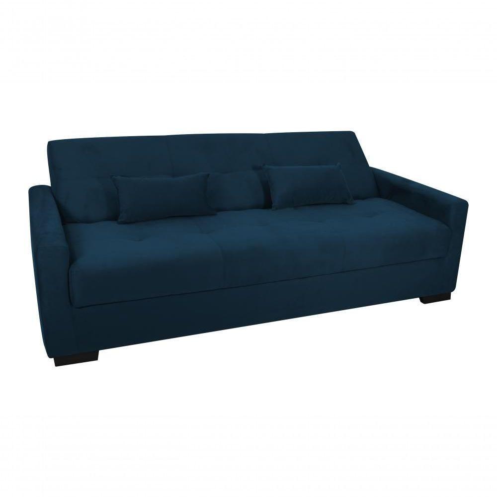 Sofá Cama Lavínia 3 Lugares Suede Azul Matrix - 4
