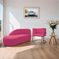 Kit Divã Luna 185cm Lado Esquerdo E 01 Poltrona Base De Ferro Preto Suede Cor Pink - 9