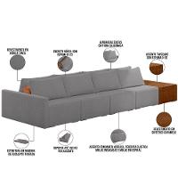 Sofá Ilha Modular Para Sala 392cm Com Puff Dublin K01 Bouclê Cinza Sintético Caramelo - Lyam Decor - 7