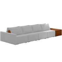 Sofá Ilha Modular Para Sala 392cm Com Puff Dublin K01 Veludo Cinza Sintético Caramelo - Lyam Decor - 1