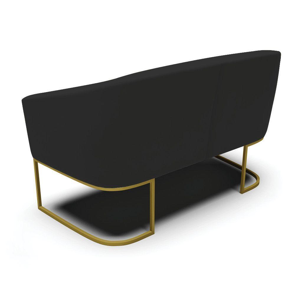 Sofá Namoradeira E 2 Poltronas Base Industrial Dourado Stella Veludo D03 - D'rossi Cor Preto - 2
