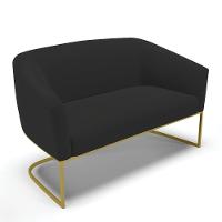 Sofá Namoradeira E 2 Poltronas Base Industrial Dourado Stella Veludo D03 - D'rossi Cor Preto - 5