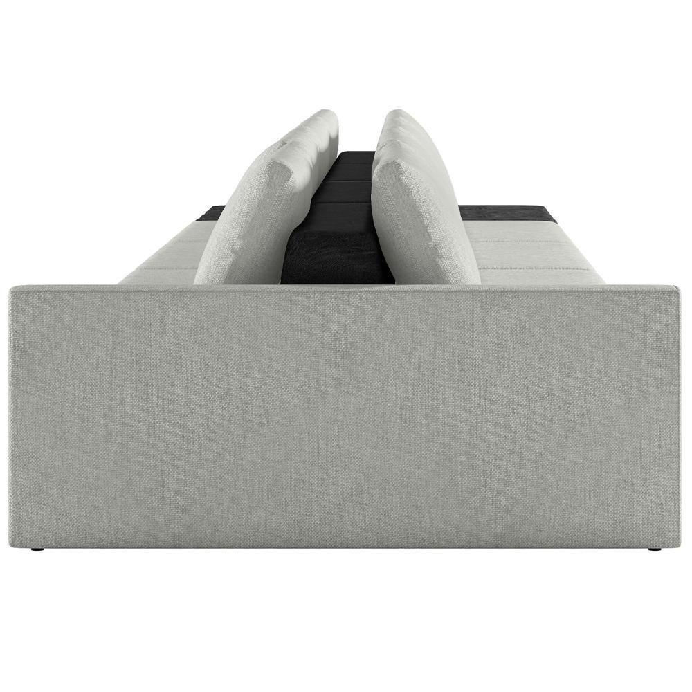 Sofá Ilha Modular Para Sala 392cm Com Puff Dublin K01 Linho Cinza E Sintético Preto - Lyam Decor - 2