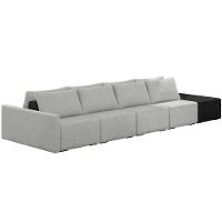Sofá Ilha Modular Para Sala 392cm Com Puff Dublin K01 Linho Cinza E Sintético Preto - Lyam Decor - 1