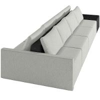 Sofá Ilha Modular Para Sala 392cm Com Puff Dublin K01 Linho Cinza E Sintético Preto - Lyam Decor