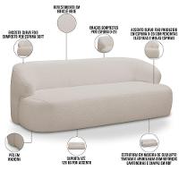 Sofá 2 Lugares Curvo Orgânico Para Sala Living 150cm Barolo L06 Bouclê Bege - Lyam Decor - 3