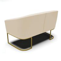 Sofá Namoradeira 2 Lugares Base Industrial Dourado Stella Linho D03 - D'rossi Cor A19 Bege - 8