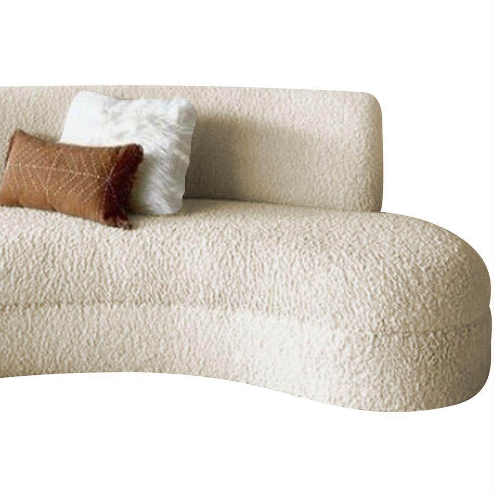 Sofá Divã Curvo Sala De Estar Maria 200 Cm Bouclé - Amarena Móveis Cor Bege - 3