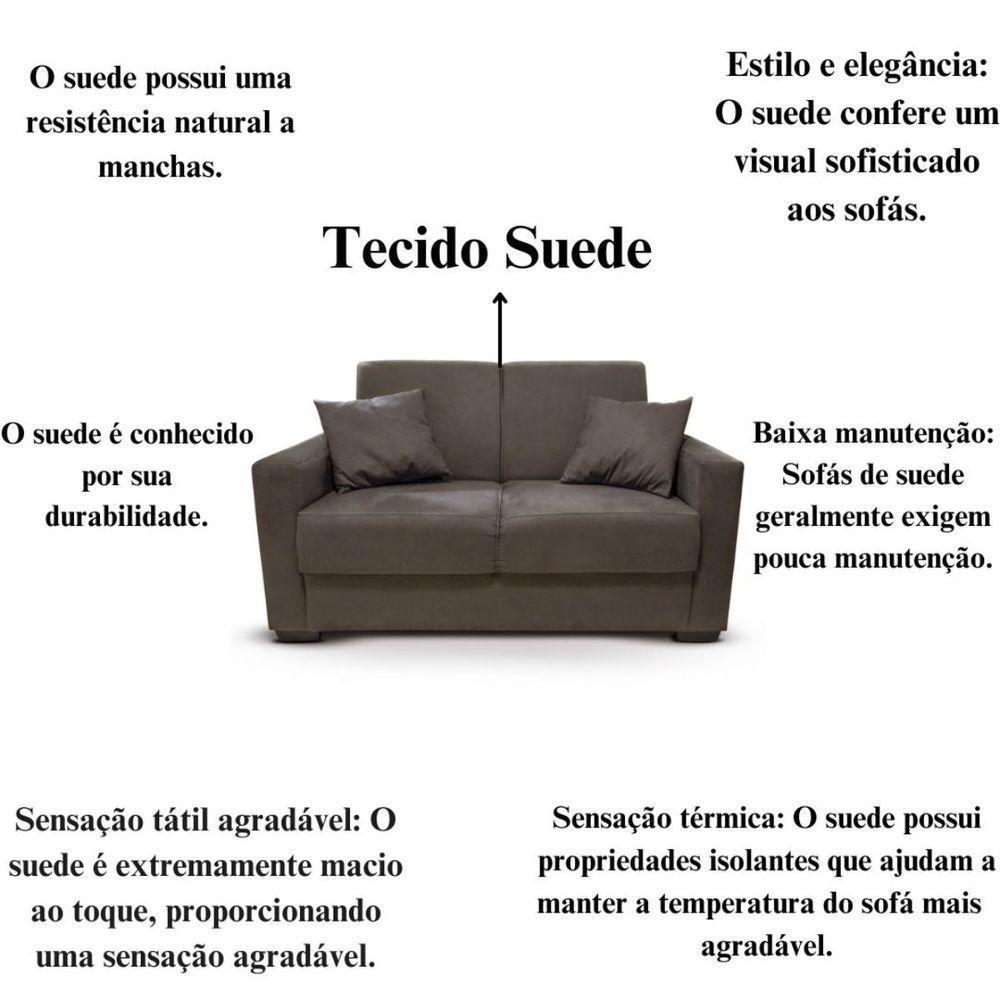 Sofá 2 Lugares Sala De Estar Recepção Suede Cecilia Marrom Escuro - 2