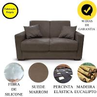 Sofá 2 Lugares Sala De Estar Recepção Suede Cecilia Marrom Escuro - 3