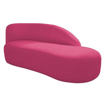 Divã Recamier Curvo Luna 185cm Lado Direito Suede - Doce Sonho Móveis Cor Pink