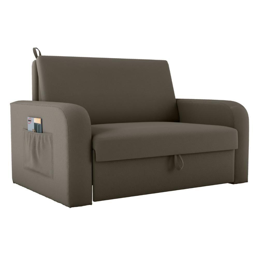 Sofá Cama Com Baú 2 Lugares Numey Veludo Maserati Marrom - 2