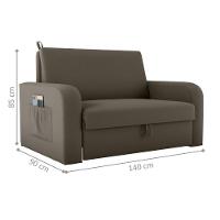 Sofá Cama Com Baú 2 Lugares Numey Veludo Maserati Marrom - 5