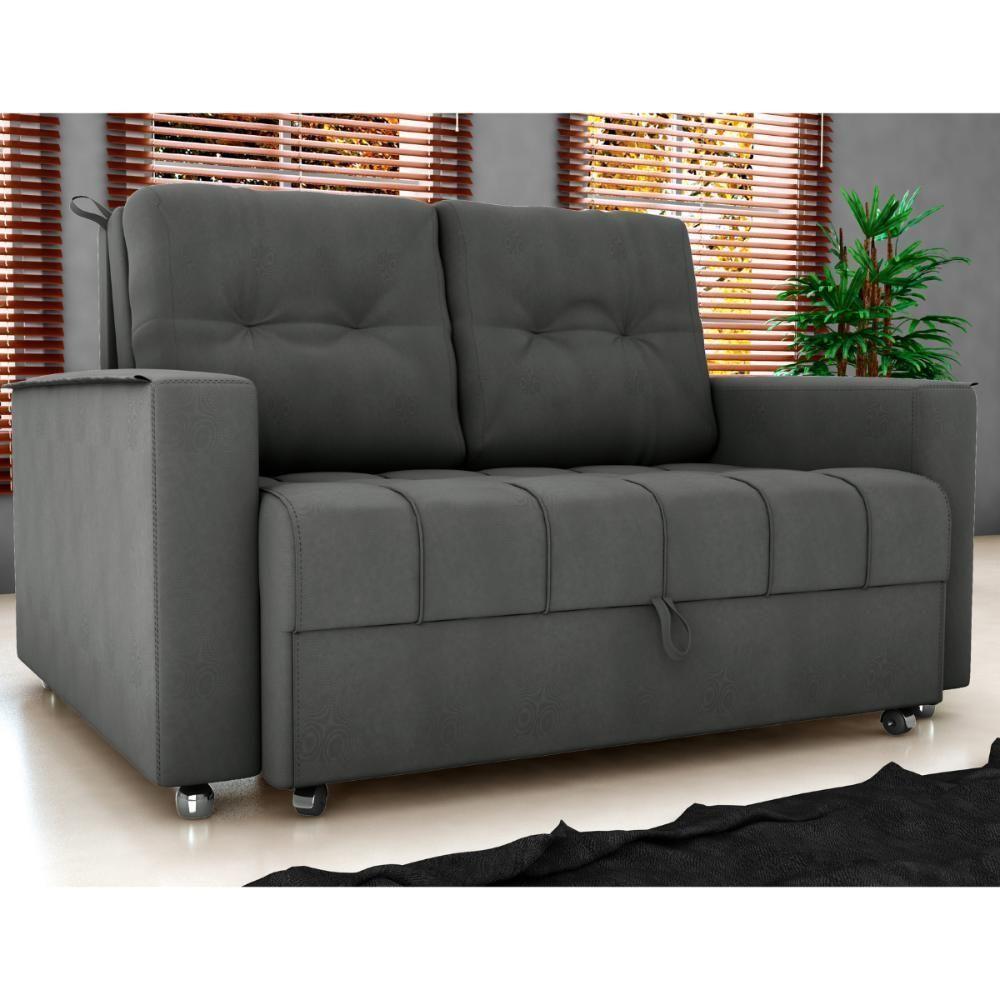 Sofá Cama Para Sala De Estar Cross Veludo Maserati Chumbo - 1