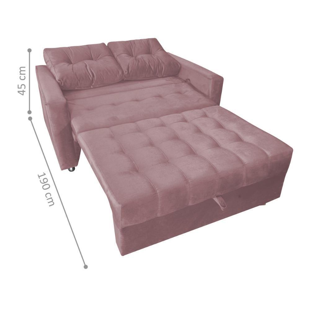 Sofá Cama Para Sala De Estar Remy Veludo Turkey Rosa - 3