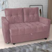 Sofá Cama Para Sala De Estar Remy Veludo Turkey Rosa - 1