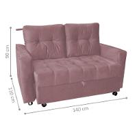 Sofá Cama Para Sala De Estar Remy Veludo Turkey Rosa - 4