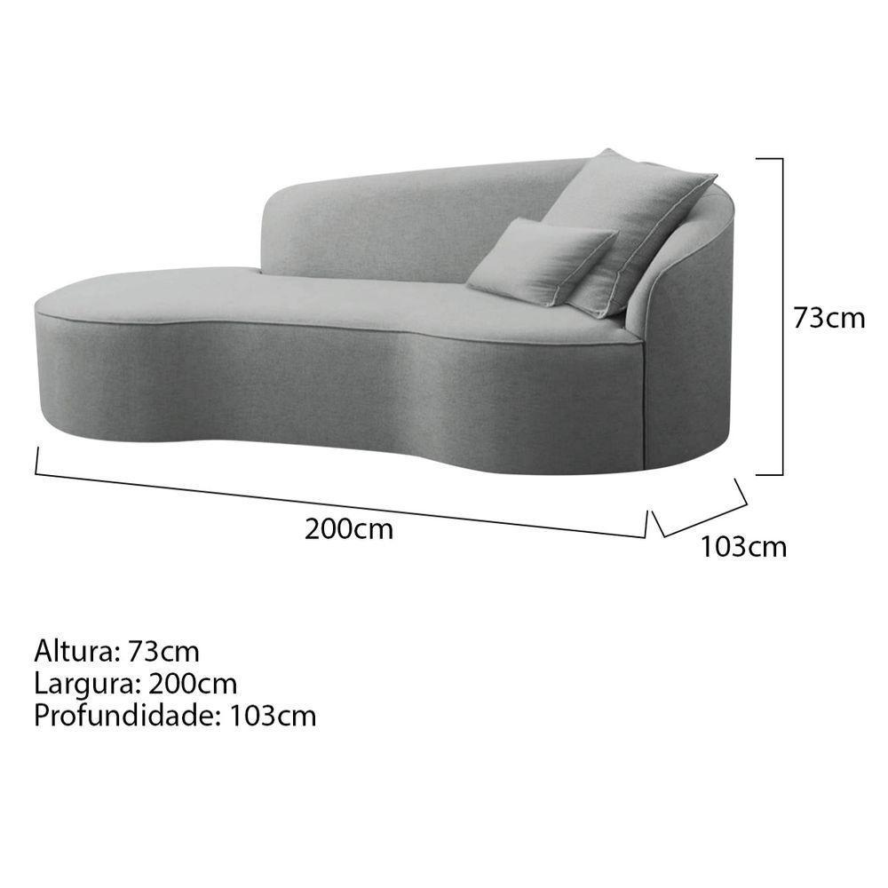 Divã Recamier Curvo Sala De Estar Recepção Inglaterra 200cm Lado Esquerdo Bouclé - Doce Sonho Móveis Cor Cinza - 5