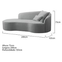 Divã Recamier Curvo Sala De Estar Recepção Inglaterra 200cm Lado Esquerdo Bouclé - Doce Sonho Móveis Cor Cinza - 5