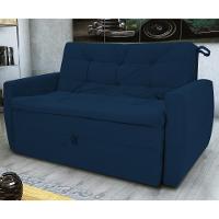 Sofá Cama 2 Lugares Piers Suede Azul - 1