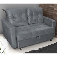 Sofá Cama Para Sala De Estar Remy Veludo Chumbo - 1