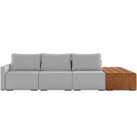 Sofá Ilha Modular Para Sala 342cm Com Puff Dublin K01 Veludo Cinza Sintético Caramelo - Lyam Decor - 5