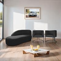 Kit Divã Luna 140cm Lado Esquerdo E 02 Poltronas Base De Ferro Preto Suede Cor Preto - 9